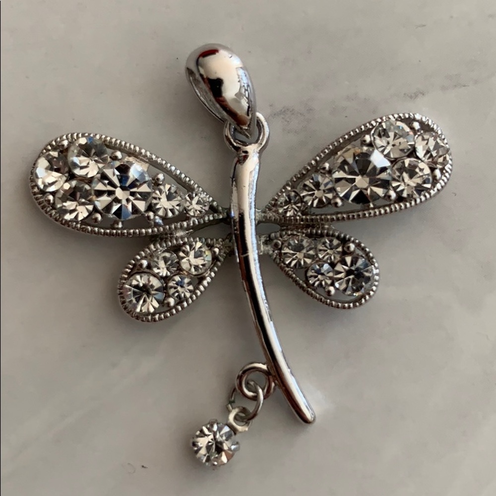 Vintage Crystal Dragonfly Pendant